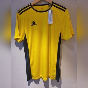 GT6837 Adidas Football Soccer Men's Small S Jersey Yellow Blue Aeroready NWT